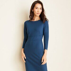 Ann Taylor Ponte Boatneck Sheath Dress - Navy/Dark Blue